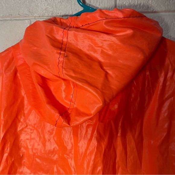 Handmade Windbreaker Jacket with Patches Neon Orange Pullover Pocket Hoodie - Picture 9 of 16